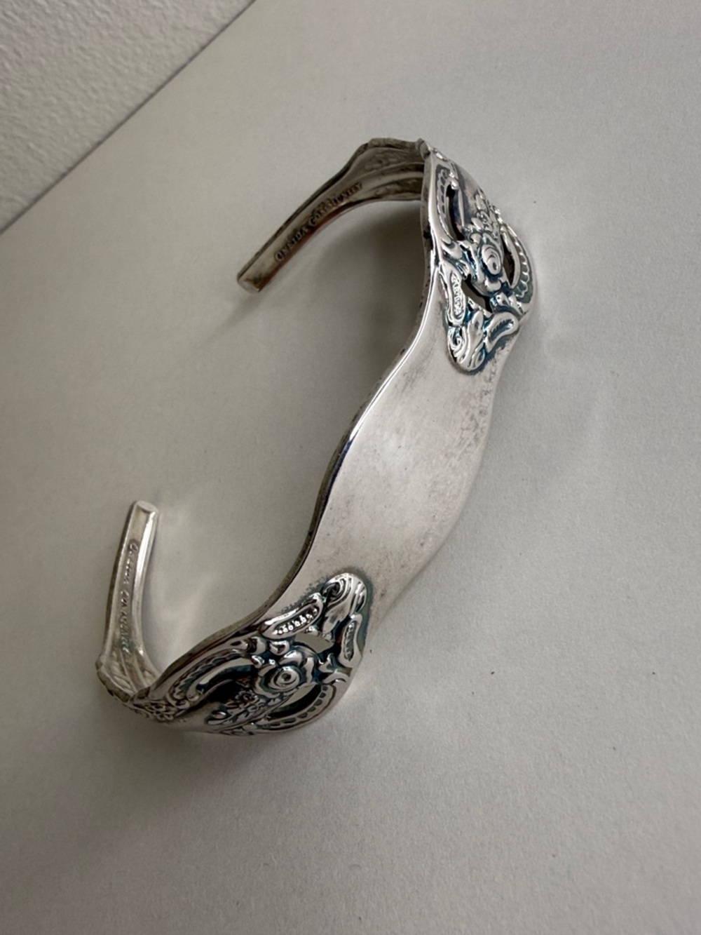 Ornate Silver Spoon Bracelet - Floral Repurposed Flatware Oneida